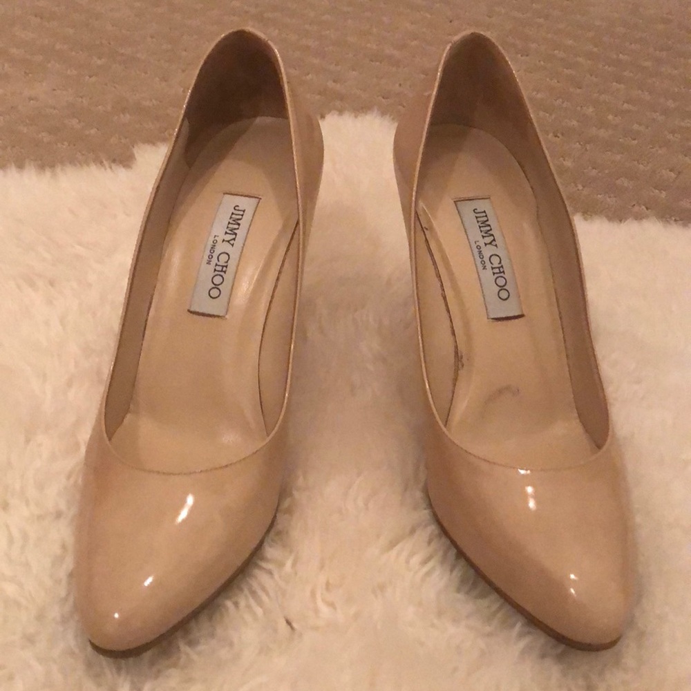 Jimmy Choo Nude Patent Heels